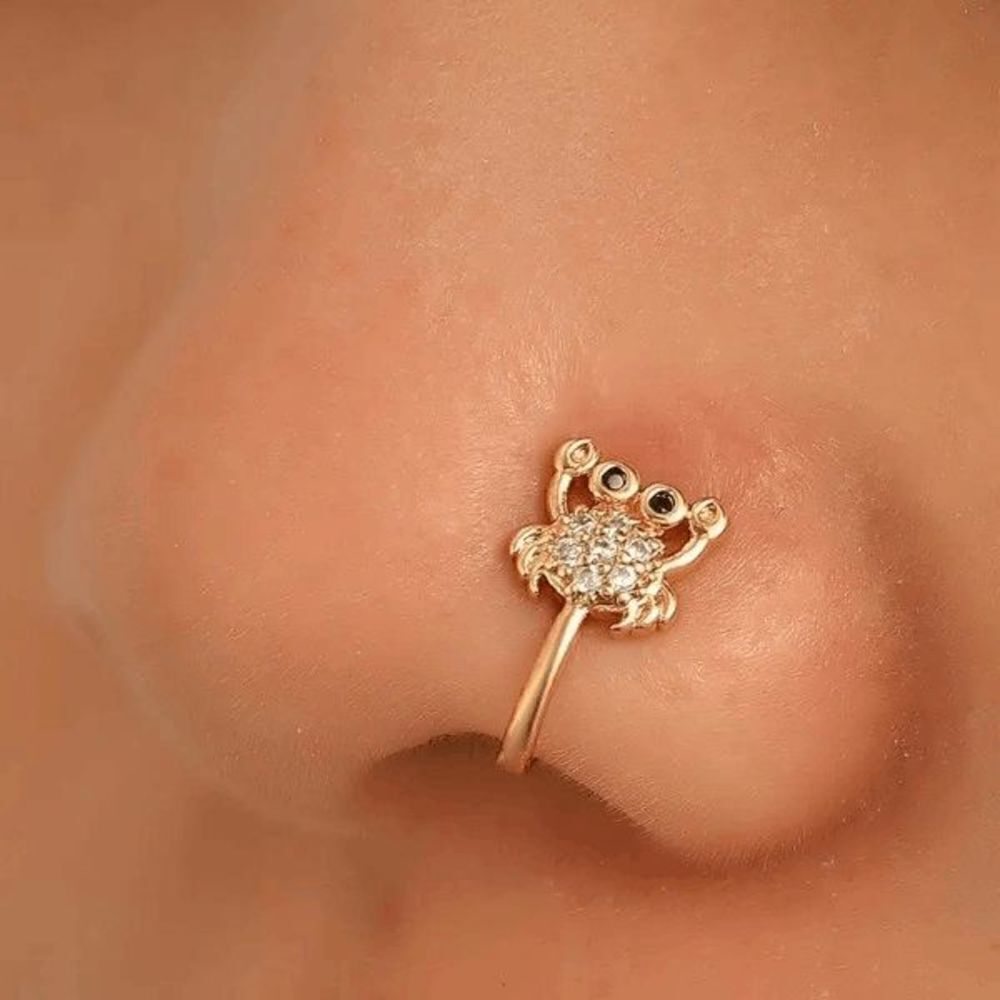 GOLD DIAMOND CRAB NOSE CUFF/RING